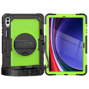 For Samsung Galaxy Tab S10+ / S9+ / S9 FE+ Silicone + PC Tablet Case(Black+Yellow Green)