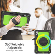 For Samsung Galaxy Tab S10+ / S9+ / S9 FE+ Silicone + PC Tablet Case(Black+Yellow Green)
