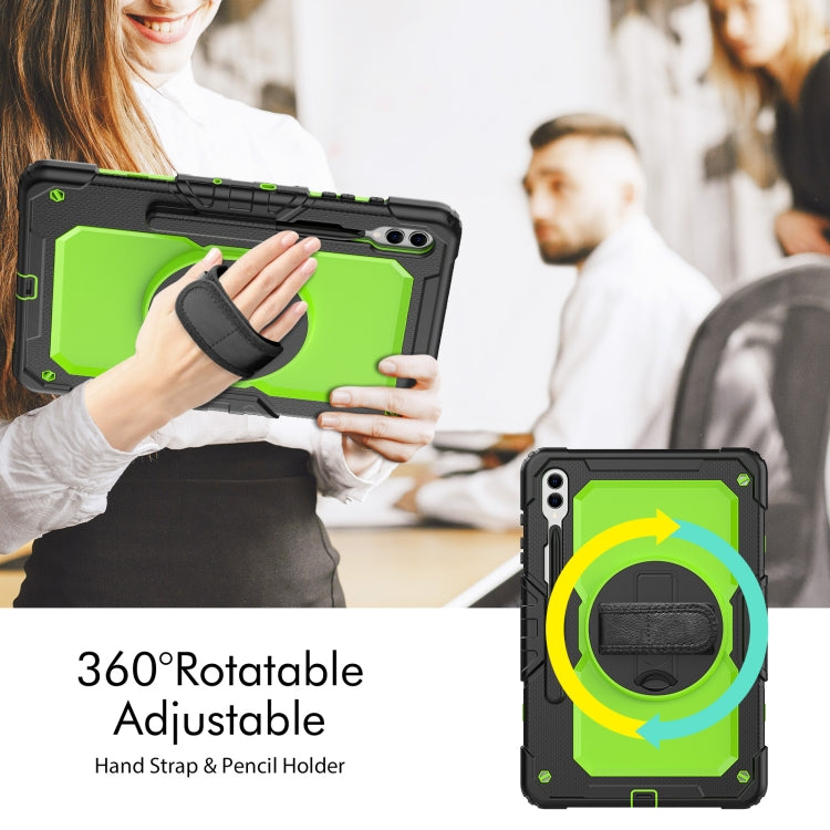 For Samsung Galaxy Tab S10+ / S9+ / S9 FE+ Silicone + PC Tablet Case(Black+Yellow Green)
