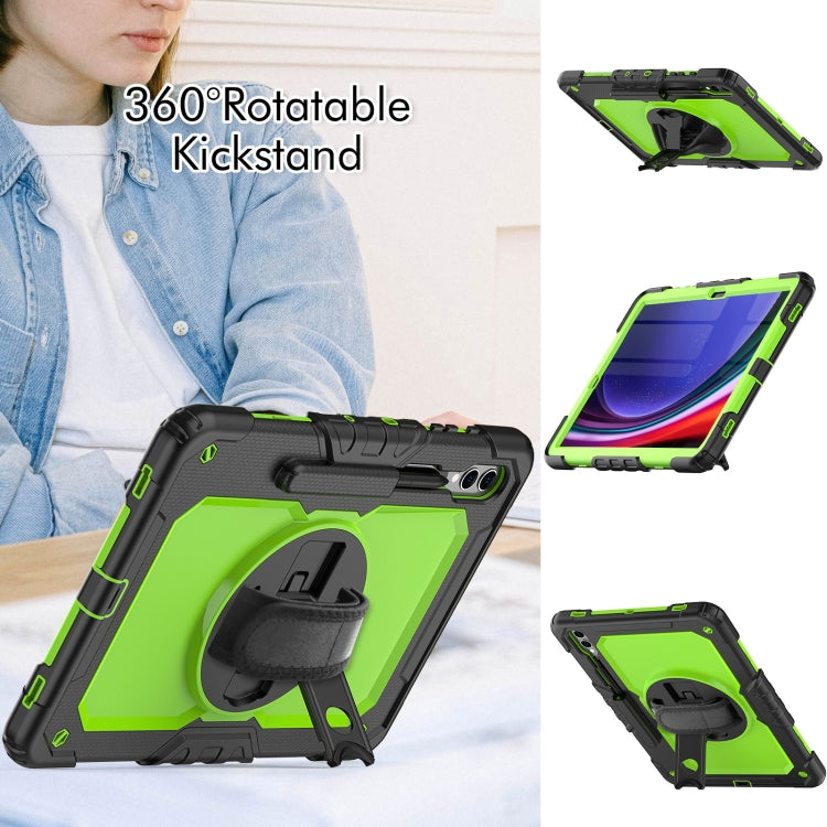 For Samsung Galaxy Tab S10+ / S9+ / S9 FE+ Silicone + PC Tablet Case(Black+Yellow Green)
