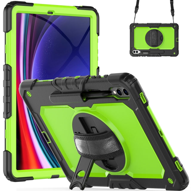 For Samsung Galaxy Tab S10+ / S9+ / S9 FE+ Silicone + PC Tablet Case(Black+Yellow Green)