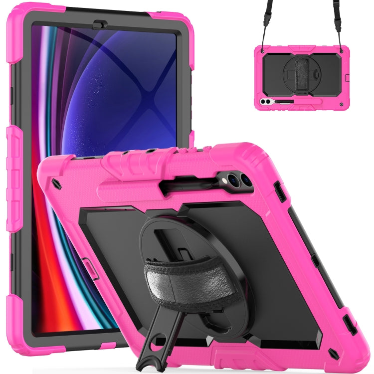 For Samsung Galaxy Tab S9+ / S8+ Silicone + PC Tablet Case(Rose Red+Black)