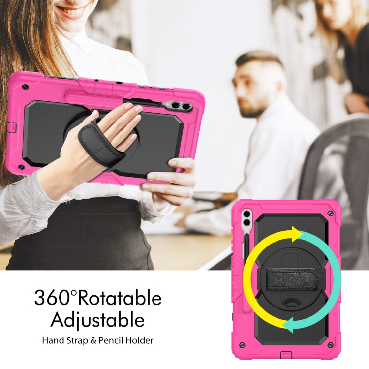 For Samsung Galaxy Tab S9+ / S8+ Silicone + PC Tablet Case(Rose Red+Black)