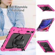 For Samsung Galaxy Tab S9+ / S8+ Silicone + PC Tablet Case(Rose Red+Black)