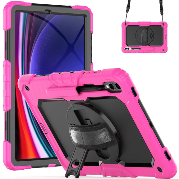 For Samsung Galaxy Tab S9+ / S8+ Silicone + PC Tablet Case(Rose Red+Black)