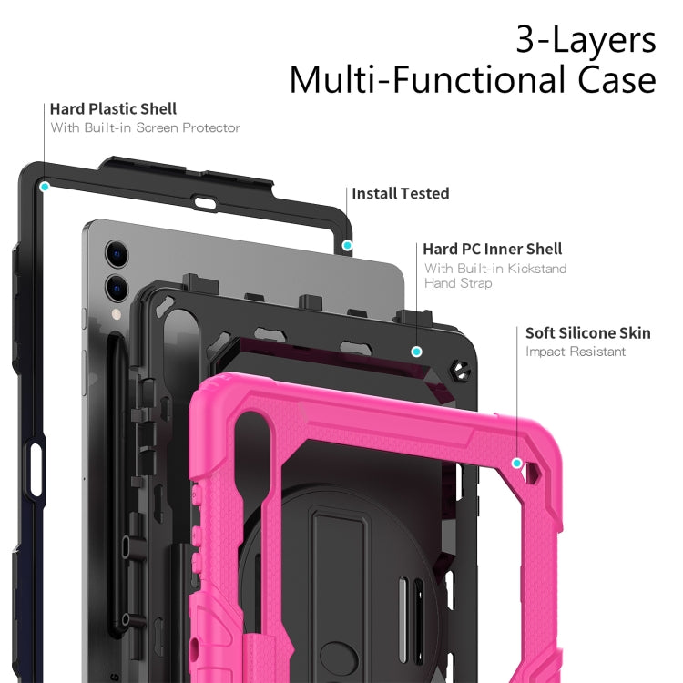For Samsung Galaxy Tab S9+ / S8+ Silicone + PC Tablet Case(Rose Red+Black)