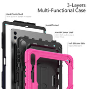 For Samsung Galaxy Tab S9+ / S8+ Silicone + PC Tablet Case(Rose Red+Black)