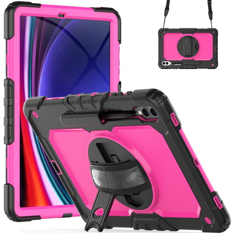 For Samsung Galaxy Tab S9+ / S8+ Silicone + PC Tablet Case(Black+Rose Red)
