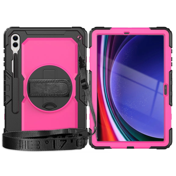 For Samsung Galaxy Tab S9+ / S8+ Silicone + PC Tablet Case(Black+Rose Red)