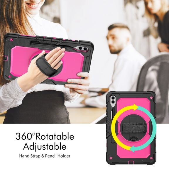 For Samsung Galaxy Tab S9+ / S8+ Silicone + PC Tablet Case(Black+Rose Red)