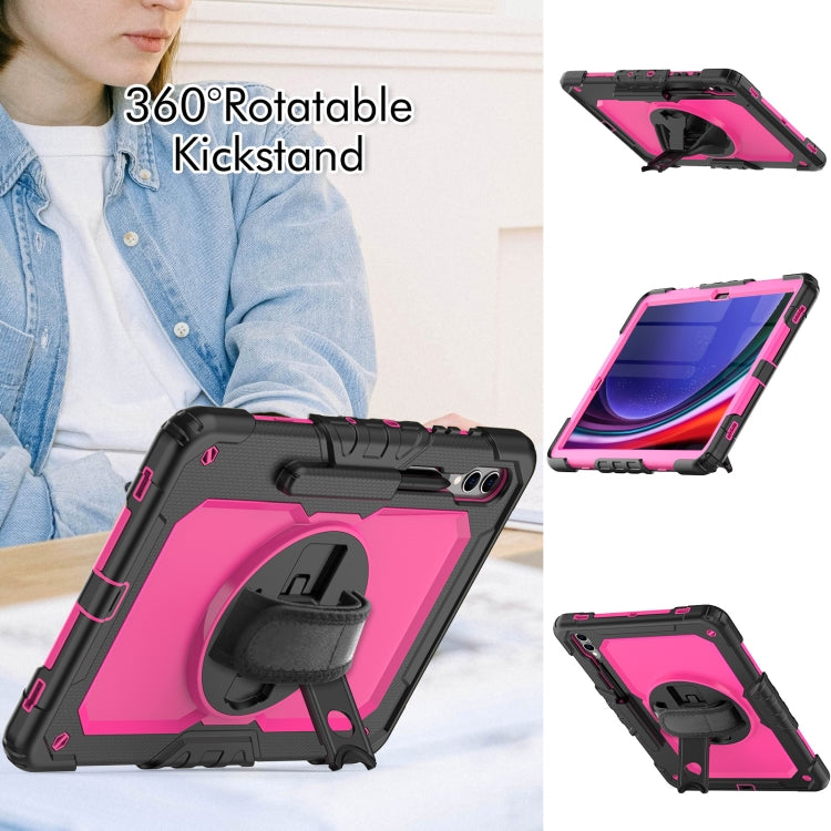 For Samsung Galaxy Tab S9+ / S8+ Silicone + PC Tablet Case(Black+Rose Red)