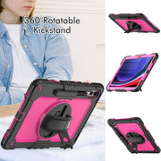 For Samsung Galaxy Tab S9+ / S8+ Silicone + PC Tablet Case(Black+Rose Red)