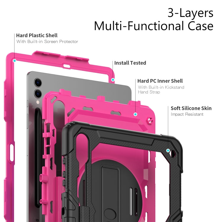 For Samsung Galaxy Tab S9+ / S8+ Silicone + PC Tablet Case(Black+Rose Red)