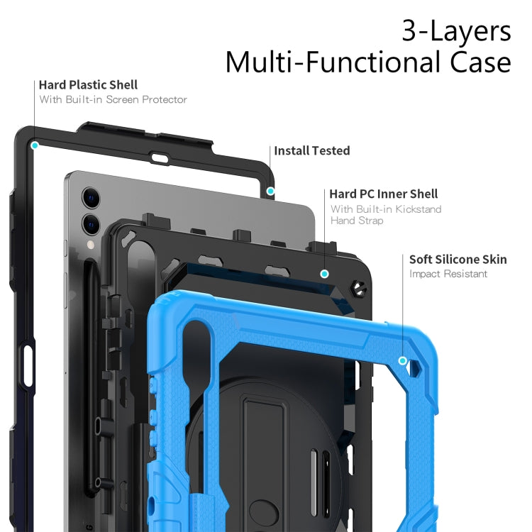 For Samsung Galaxy Tab S9+ / S8+ Silicone + PC Tablet Case(Light Blue+Black)
