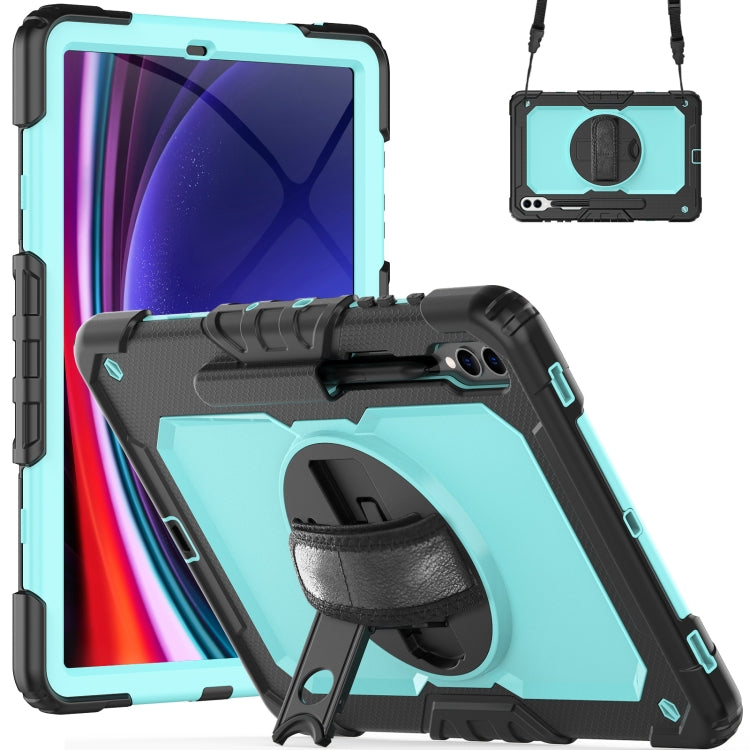 For Samsung Galaxy Tab S10+ / S9+ / S9 FE+ Silicone Hybrid PC Tablet Protective Case(Black+Light Blue)