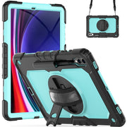 For Samsung Galaxy Tab S10+ / S9+ / S9 FE+ Silicone Hybrid PC Tablet Protective Case(Black+Light Blue)