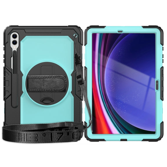 For Samsung Galaxy Tab S10+ / S9+ / S9 FE+ Silicone Hybrid PC Tablet Protective Case(Black+Light Blue)