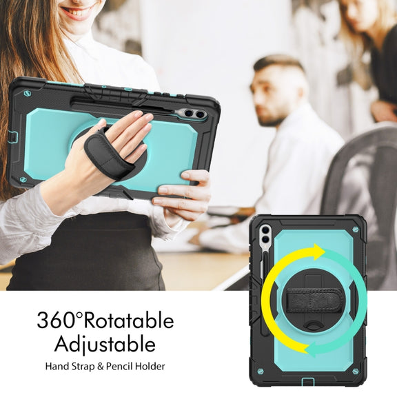 For Samsung Galaxy Tab S10+ / S9+ / S9 FE+ Silicone Hybrid PC Tablet Protective Case(Black+Light Blue)