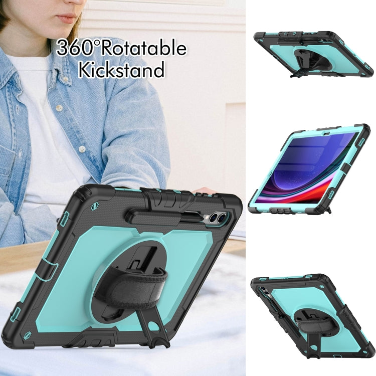 For Samsung Galaxy Tab S10+ / S9+ / S9 FE+ Silicone Hybrid PC Tablet Protective Case(Black+Light Blue)