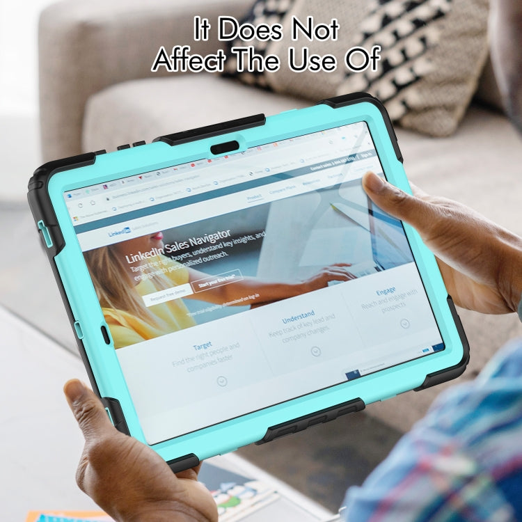For Samsung Galaxy Tab S10+ / S9+ / S9 FE+ Silicone Hybrid PC Tablet Protective Case(Black+Light Blue)