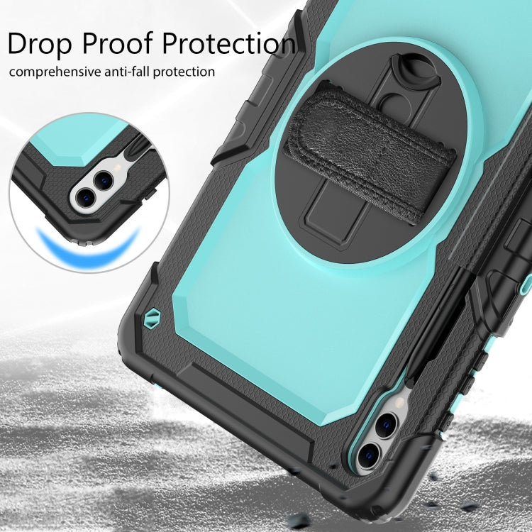 For Samsung Galaxy Tab S10+ / S9+ / S9 FE+ Silicone Hybrid PC Tablet Protective Case(Black+Light Blue)