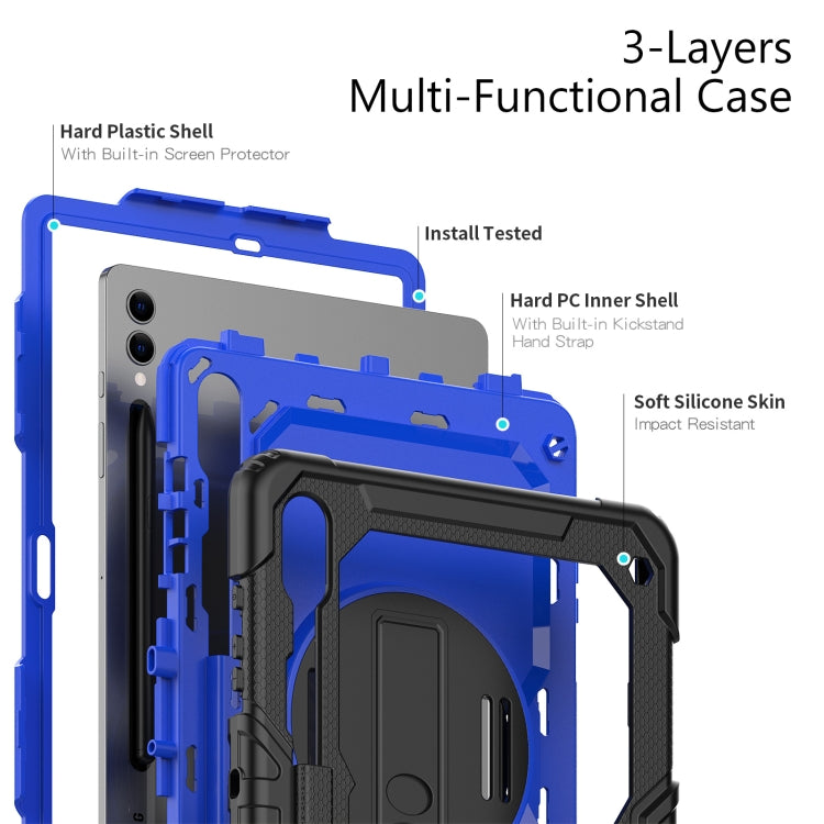 For Samsung Galaxy Tab S10+ / S9+ / S9 FE+ Silicone Hybrid PC Tablet Protective Case(Black+Dark Blue)