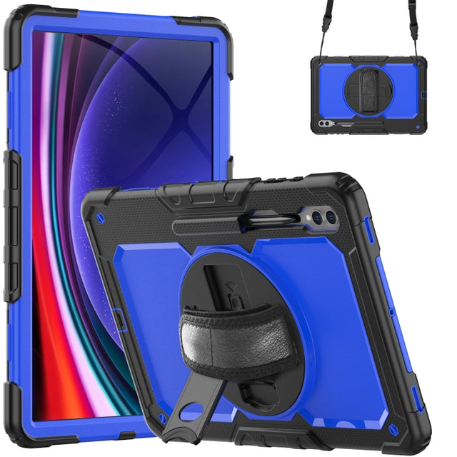 For Samsung Galaxy Tab S9 Ultra / S10 Ultra Silicone Hybrid PC Tablet Protective Case(Black+Dark Blue)