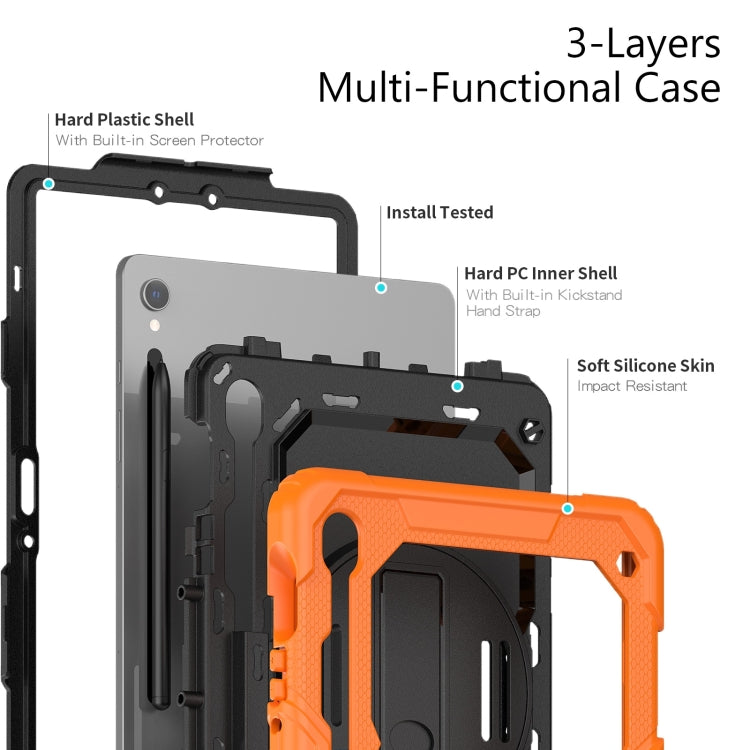 For Samsung Galaxy Tab S9 / S9 FE Silicone + PC Tablet Case(Orange+Black)