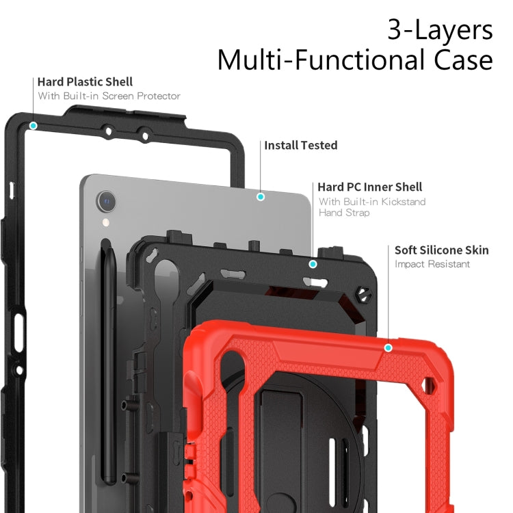 For Samsung Galaxy Tab S9 / S9 FE Silicone + PC Tablet Case(Red+Black)