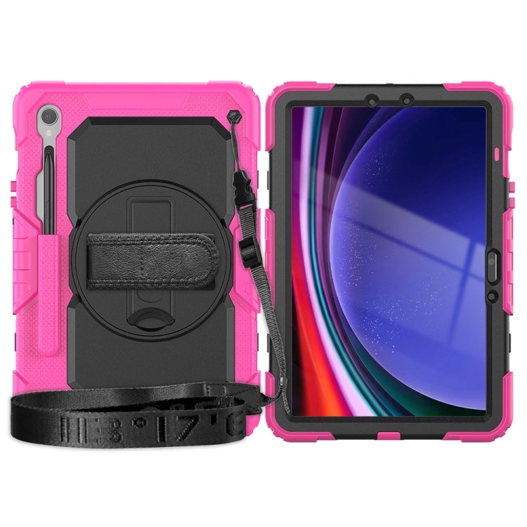 For Samsung Galaxy Tab S9 / S9 FE Silicone Hybrid PC Tablet Protective Case(Rose Red+Black)