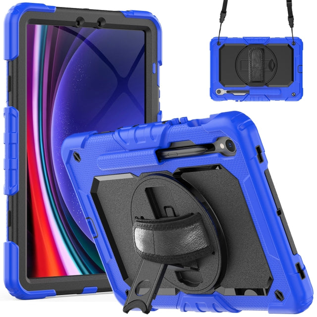 For Samsung Galaxy Tab S9 / S9 FE Silicone Hybrid PC Tablet Protective Case(Dark Blue+Black)