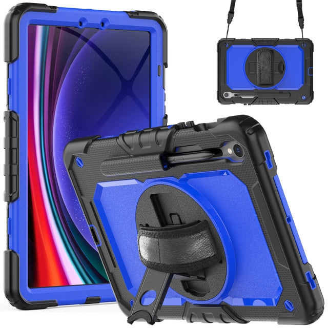 For Samsung Galaxy Tab S9 / S9 FE Silicone + PC Tablet Case(Black+Dark Blue)