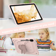 For Samsung Galaxy Tab S9+ Butterfly Kickstand Heavy Duty Hard Rugged Tablet Case(Rose Pink)