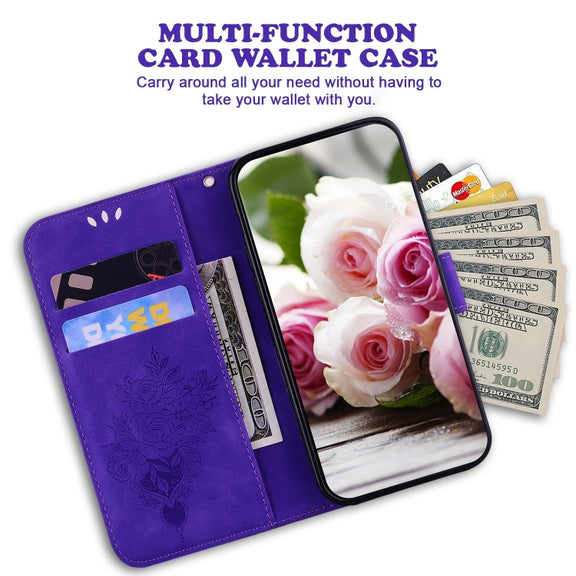For Honor Magic6 Pro Butterfly Rose Embossed Leather Phone Case(Purple)