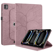 For iPad Pro 11 2024 Tree Life Embossed Rotation Leather Smart Tablet Case(Rose Gold)