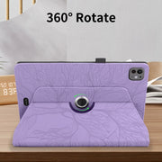 For iPad Pro 11 2024 Tree Life Embossed Rotation Leather Smart Tablet Case(Purple)
