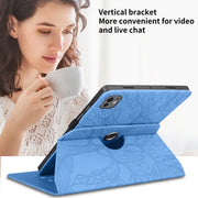 For iPad Pro 11 2024 Tree Life Embossed Rotation Leather Smart Tablet Case(Blue)