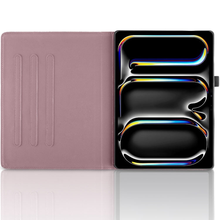For iPad Pro 13 2024 Tree Life Embossed Rotation Leather Smart Tablet Case(Rose Gold)