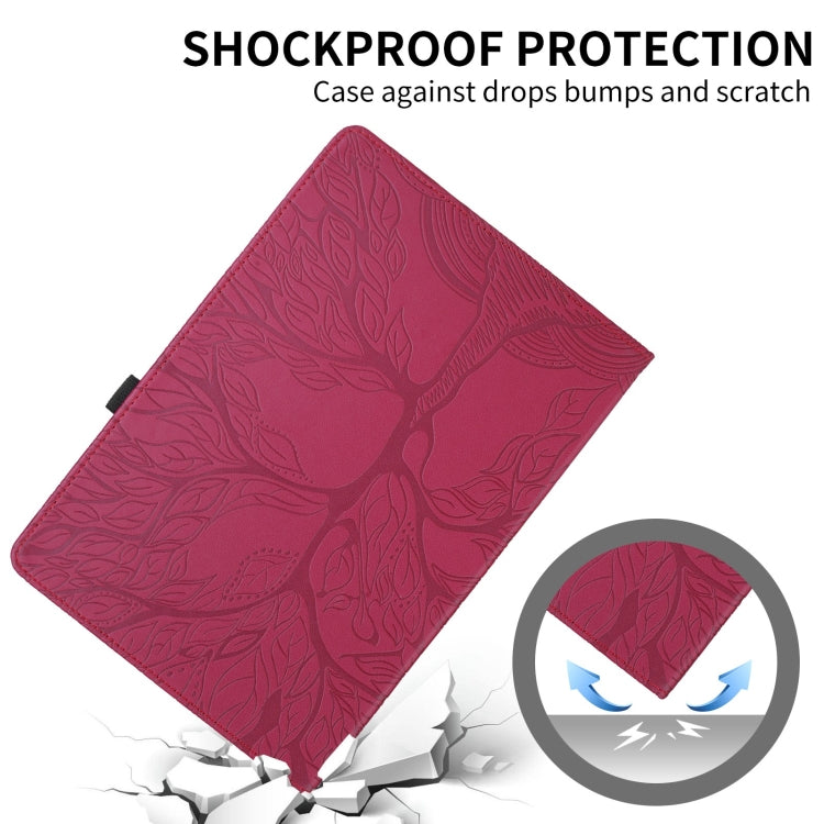 For Samsung Galaxy Tab S9 / S7 / S8 Tree Life Embossed Rotation Leather Tablet Case(Red)