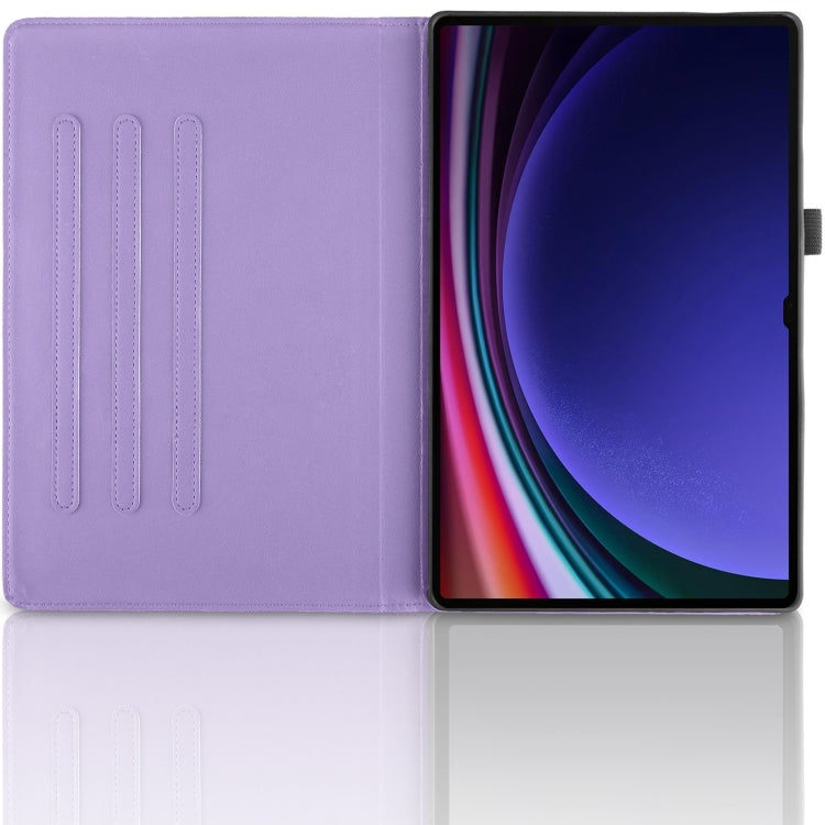 For Samsung Galaxy Tab S9 Ultra/S8 Ultra Tree Life Embossed Rotation Leather Tablet Case(Purple)