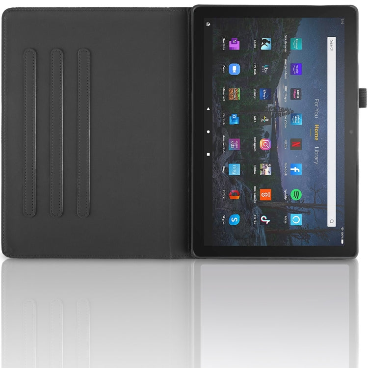 For Amazon Kindle Fire HD10 2021 Tree Life Embossed Rotation Leather Tablet Case(Black)