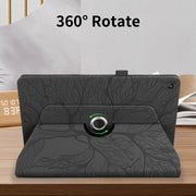 For Amazon Kindle Fire HD8 2015-2019 Tree Life Embossed Rotation Leather Tablet Case(Black)