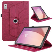 For Lenovo Tab M9 Tree Life Embossed Rotation Leather Tablet Case(Red)