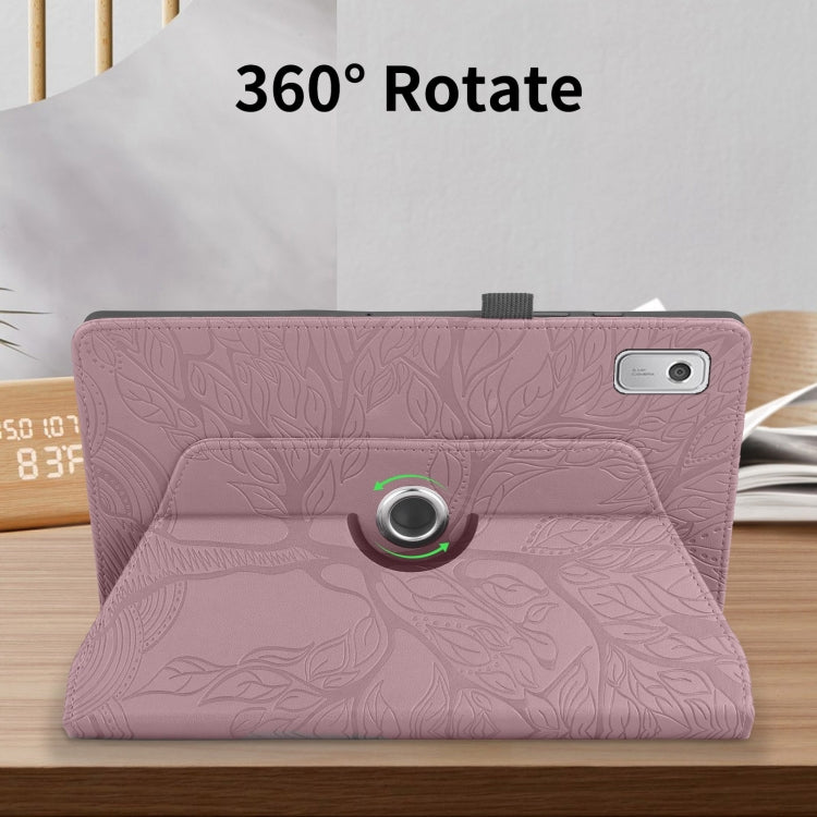 For Lenovo Tab M9 Tree Life Embossed Rotation Leather Tablet Case(Rose Gold)