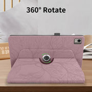 For Nokia T21 Tree Life Embossed Rotation Leather Tablet Case(Rose Gold)