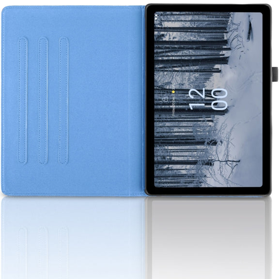 For Nokia T21 Tree Life Embossed Rotation Leather Tablet Case(Blue)