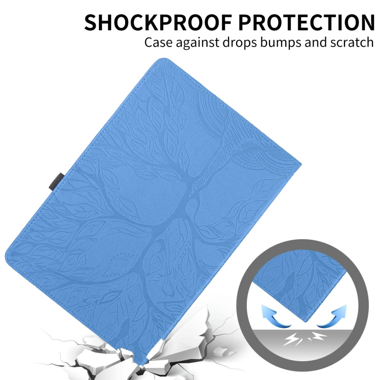 For Nokia T21 Tree Life Embossed Rotation Leather Tablet Case(Blue)