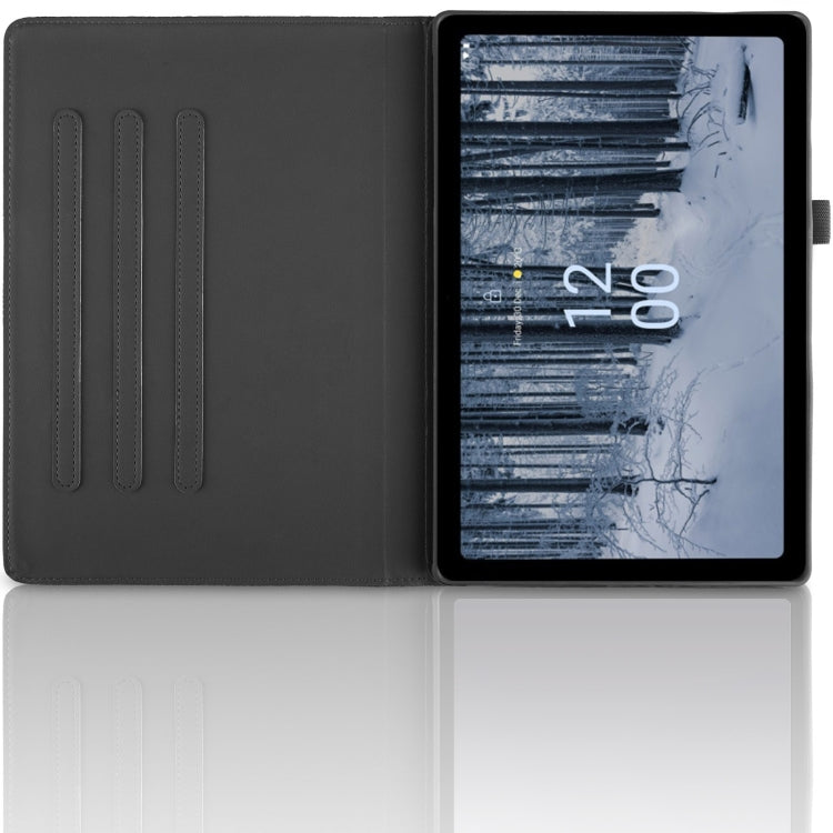 For Nokia T21 Tree Life Embossed Rotation Leather Tablet Case(Black)