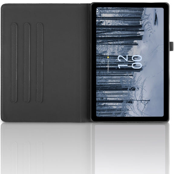 For Nokia T21 Tree Life Embossed Rotation Leather Tablet Case(Black)