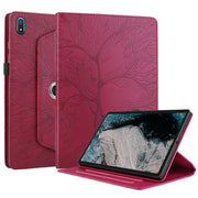 For Nokia T20 10.4 2021 Tree Life Embossed Rotation Leather Tablet Case(Red)